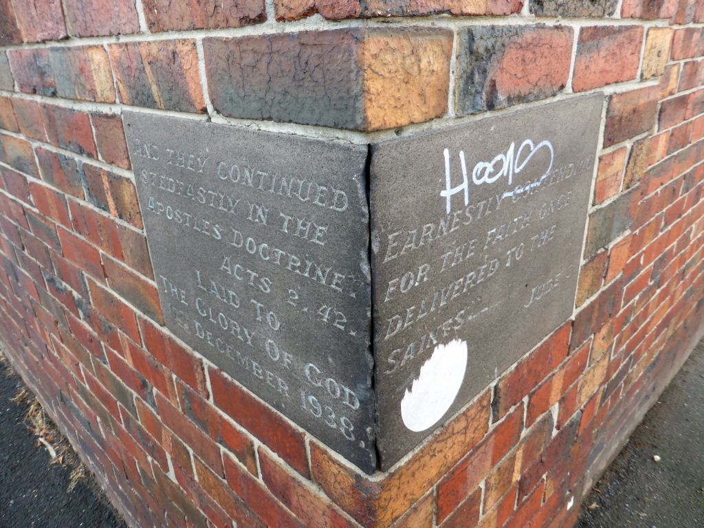 Stone at the southwest side of the Movember Headquarters Australia building at the crossing of Punt Road and the Crofts