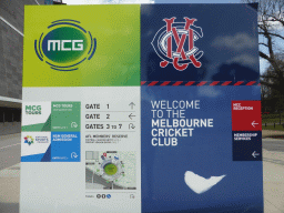 Information on the Melbourne Cricket Club in front of the Melbourne Cricket Ground