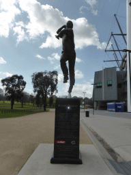 Statue of Shane Warne at the north side of the Melbourne Cricket Ground at Yarra Park