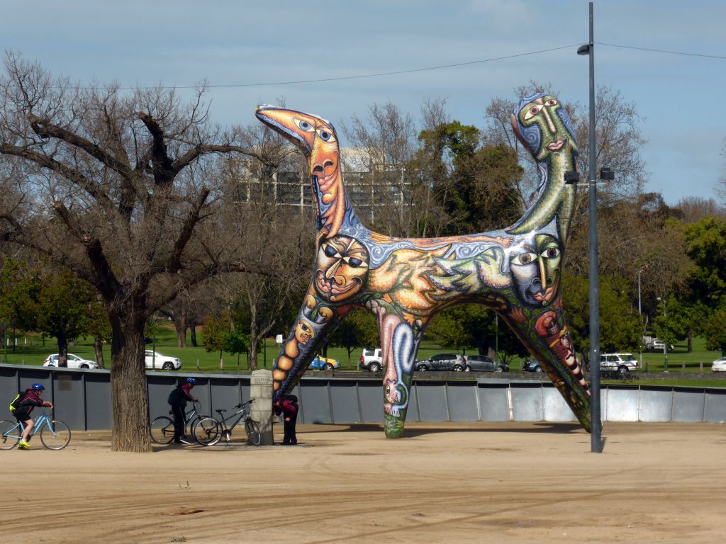 The sculpture `Angel` by Deborah Halpern, at the Birrarung Marr Park