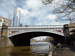 The Princess Bridge and the Southgate Pedestrian Bridge over the Yarra River and the Eureka Tower, viewed from the Princes Walk at the Birrarung Marr Park