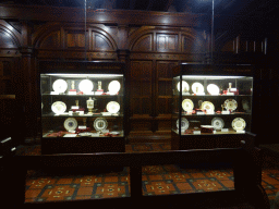 Showcases with plates and cups from the Nancy Curry Memorial Collection at St. Paul`s Cathedral