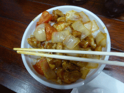 Supper at a Chinese fastfood restaurant at Spencer Street, by night