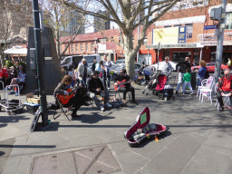 Street musicians at the crossing of Queen Street and Therry Street