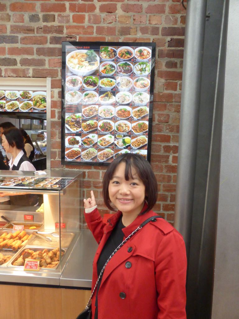 Miaomiao at a restaurant at the Queen Victoria Market