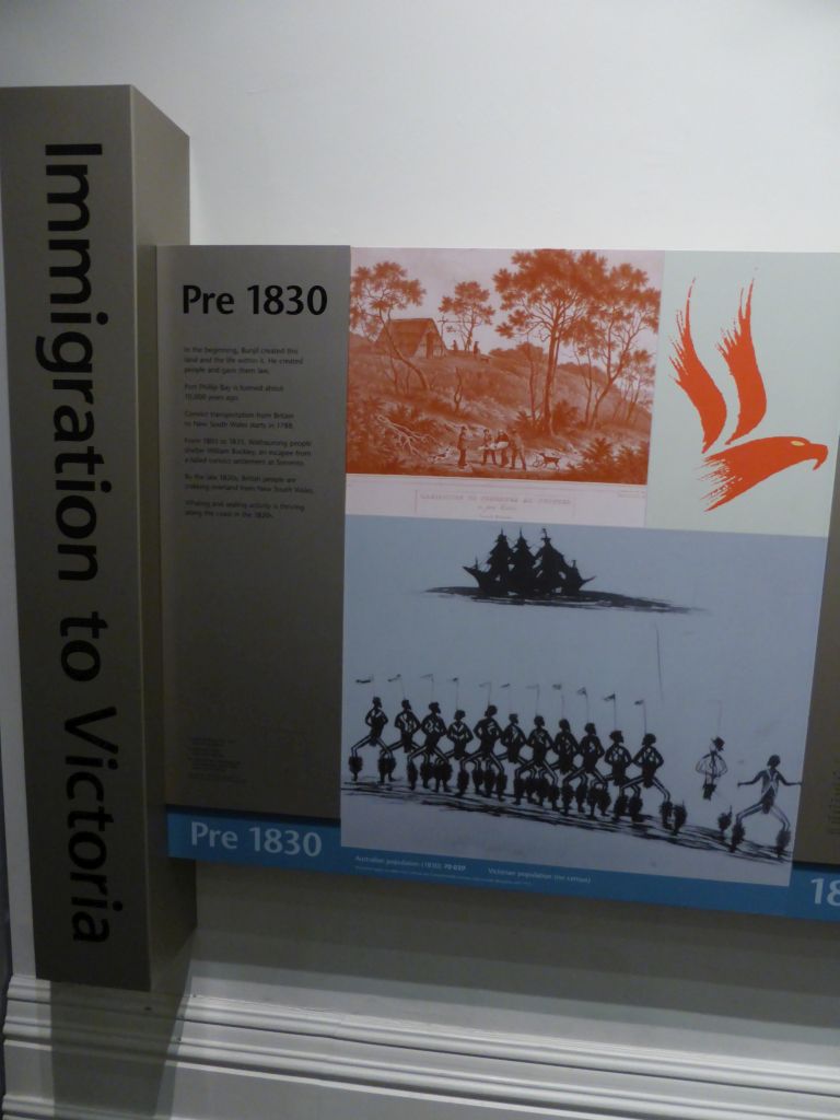 Information on immigration to Victoria before 1830, at the `Immigrant Stories and Timeline` room at the First Floor of the Immigration Museum