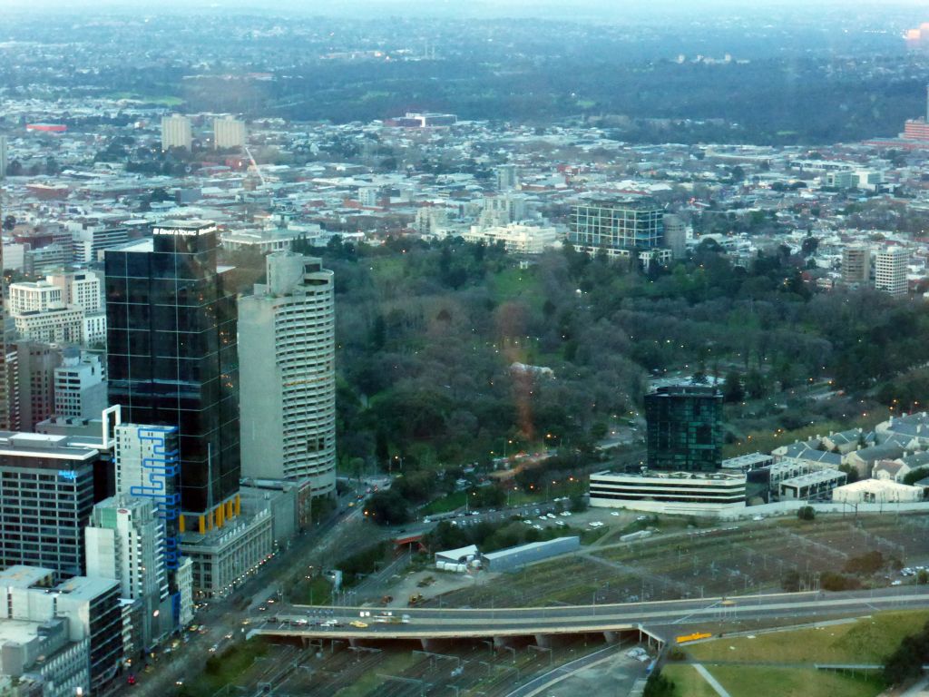 The Fitzroy Gardens, viewed from the Skydeck 88 of the Eureka Tower, at sunset