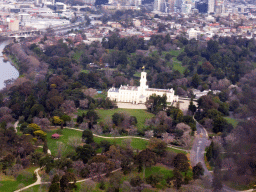 The Government House, the Kings Domain and the Yarra River, viewed from the Skydeck 88 of the Eureka Tower, at sunset