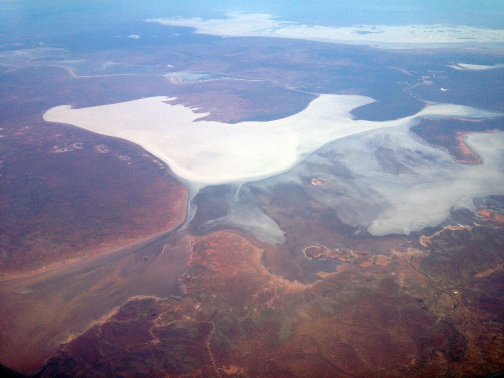 Lake Macfarlane and Lake Gairdner, viewed from the airplane to Bali