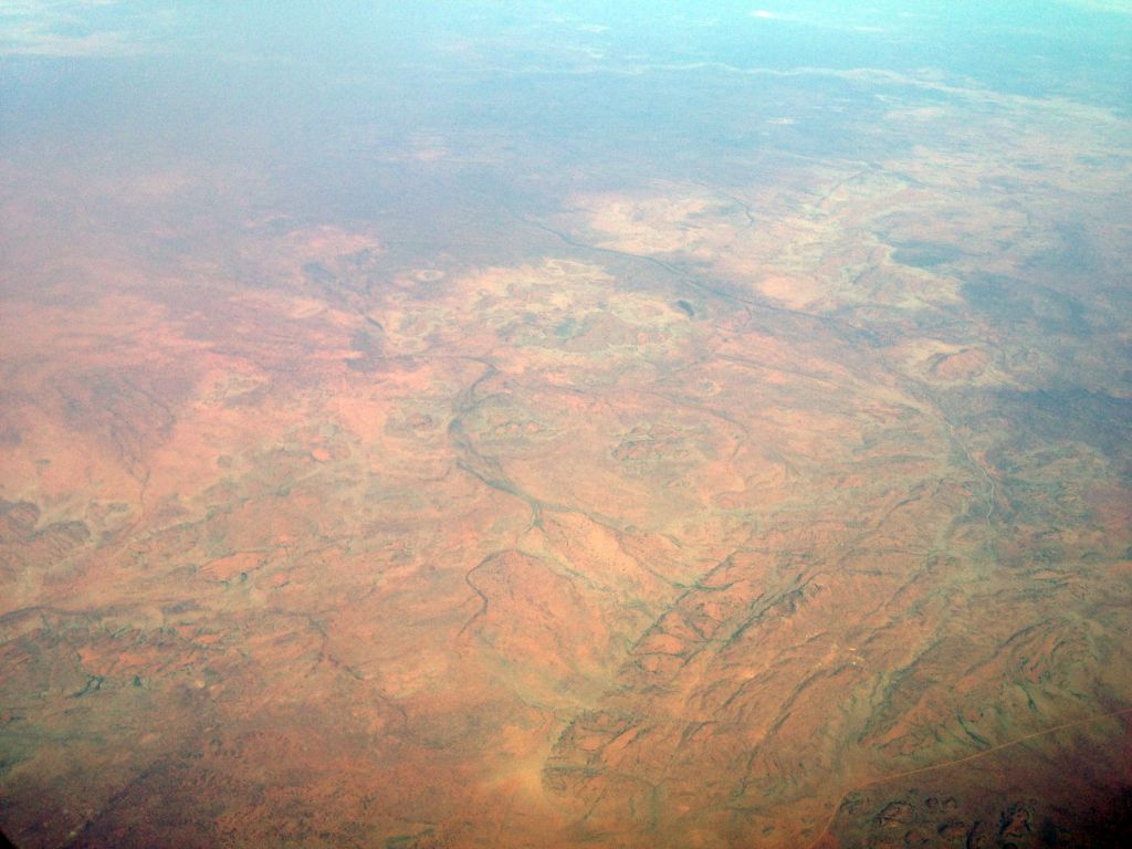 Mamungkukumpurangkuntjunya Hill and surroundings, viewed from the airplane to Bali