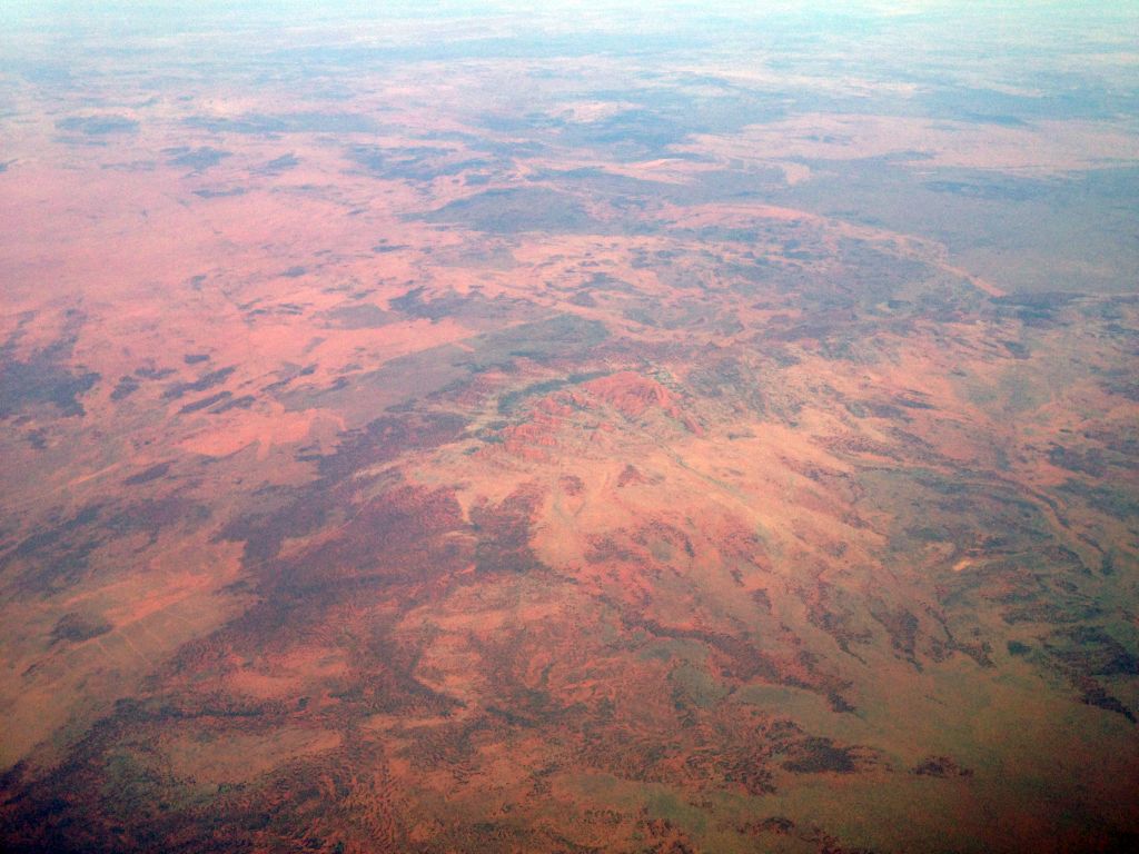 Mount Olga at the Uluru-Kata Tjuta National Park, viewed from the airplane to Bali