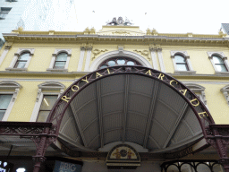 Facade of the Royal Arcade shopping mall at Bourke Street