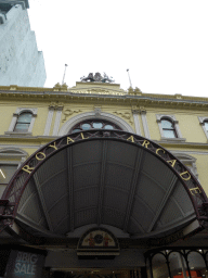 Facade of the Royal Arcade shopping mall at Bourke Street