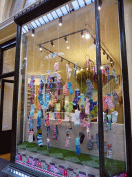 Socks in the window of a shop at the Royal Arcade shopping mall
