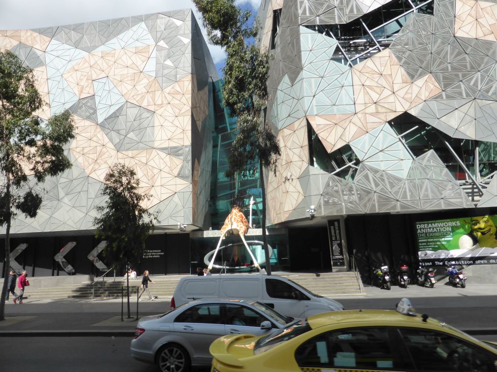 Front of the Australian Centre for the Moving Image at Flinders Street, viewed from the tram
