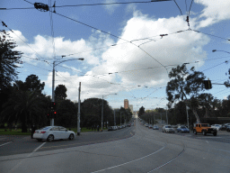 Wellington Parade, viewed from the tram at the crossing of Flinders Street and Spring Street