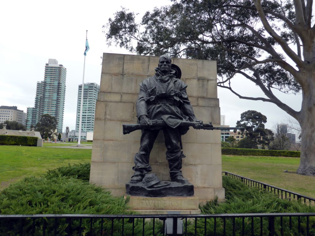 The Wipers side of the Driver and Wipers Memorial at the Shrine of Remembrance Reserve