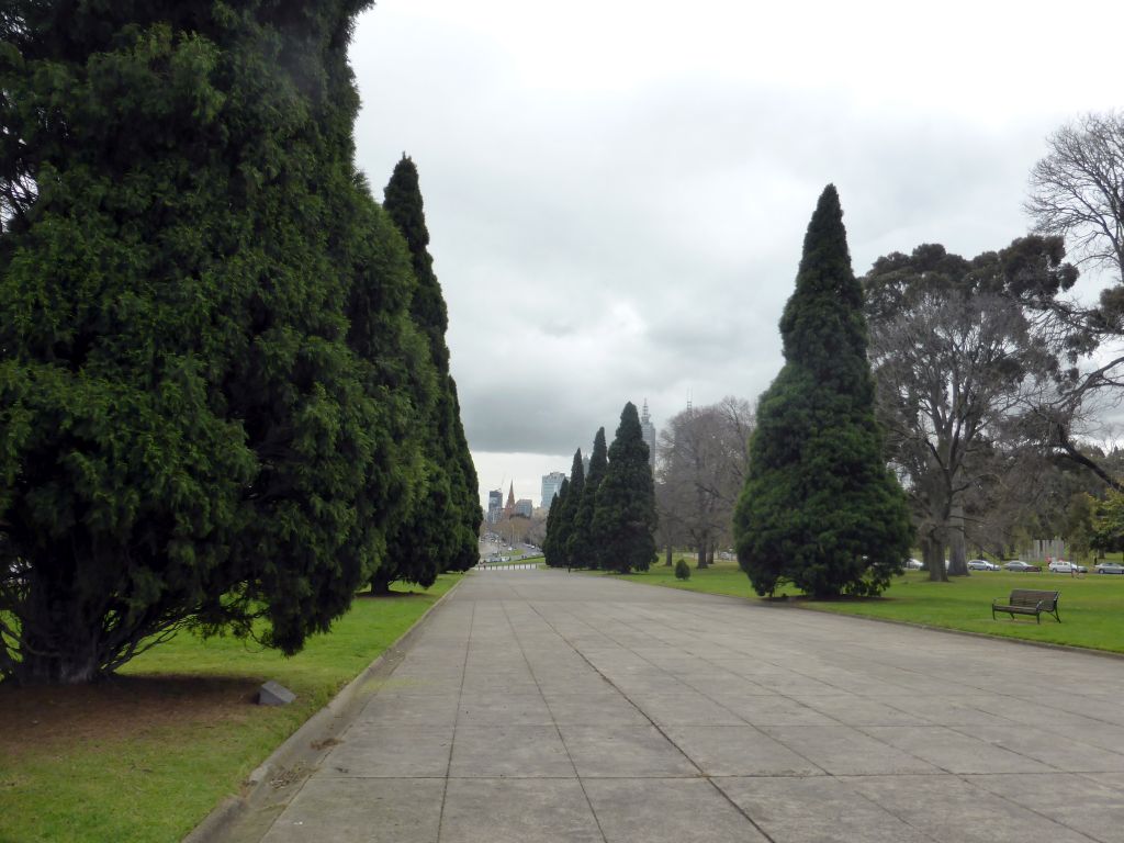 North side of the Shrine of Remembrance Reserve, St. Kilda Road and St. Paul`s Cathedral