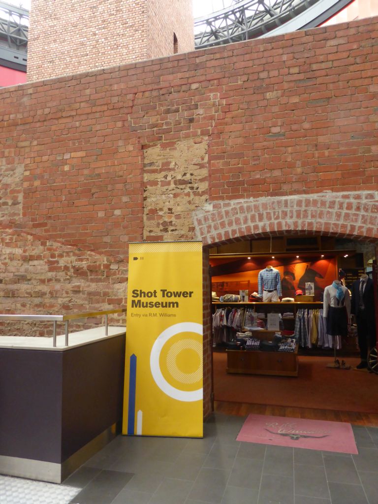 Entrance to the Shot Tower Museum at Coop`s Shot Tower at the Melbourne Central Shopping Centre