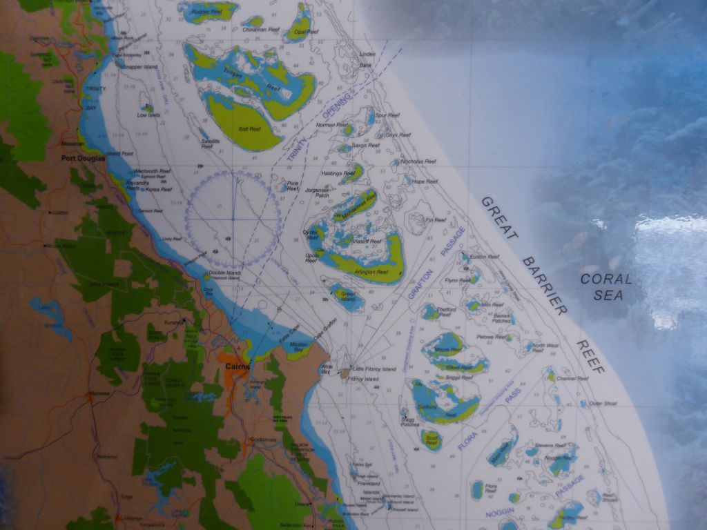 Map of the reefs of the Great Barrier Reef near Cairns, at our Seastar Cruises tour boat