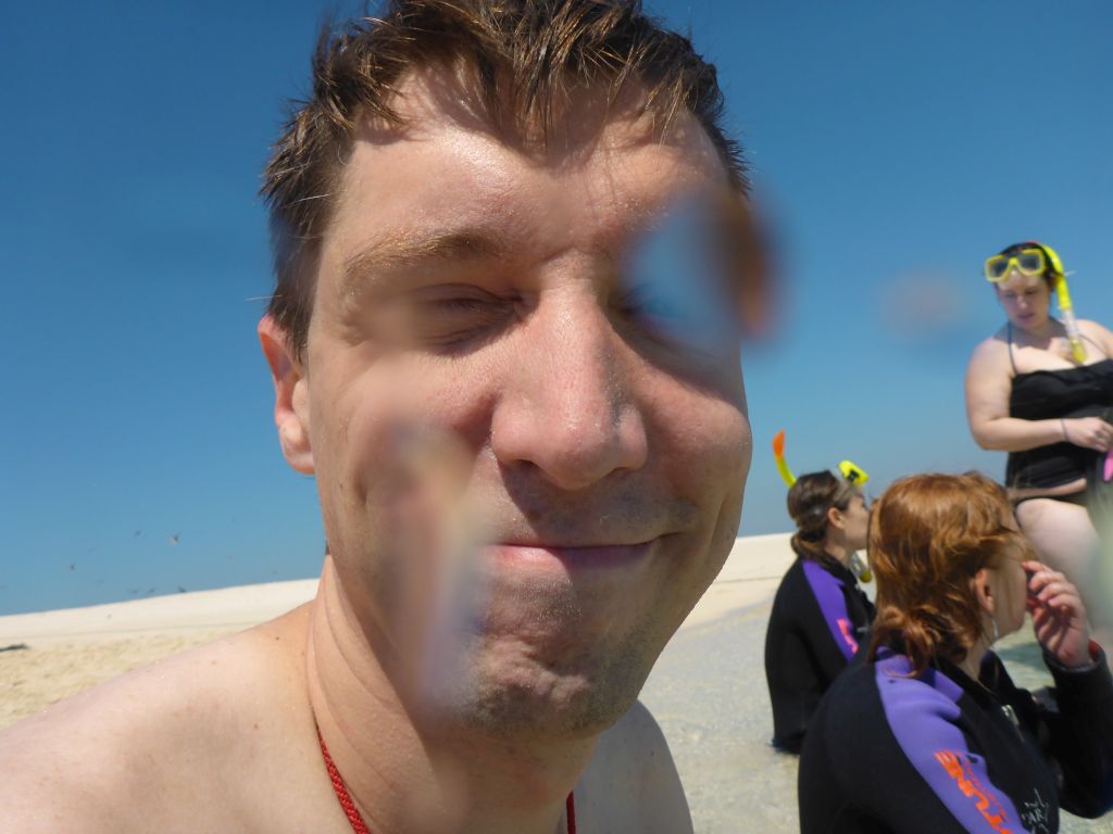 Tim and other snorkelers at Michaelmas Cay