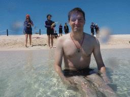 Tim and other snorkelers in the water in front of Michaelmas Cay