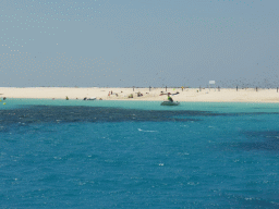 Small boats and snorkelers at Michaelmas Cay