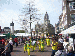 Fanfare orchestra at the Markt square, with the City Hall of Middelburg