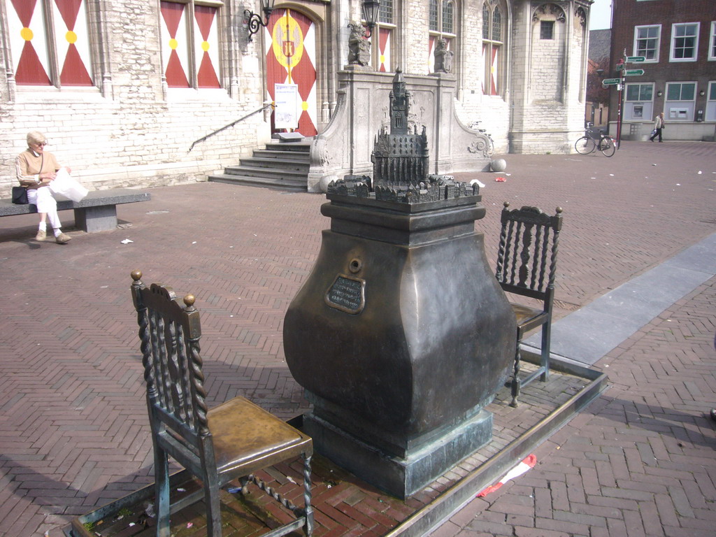 Scale model of the City Hall of Middelburg, in front of the City Hall of Middelburg at the Markt square