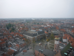 View from the Abbey Tower on the Markt square and the Lange Delft street