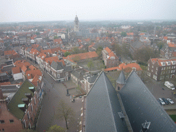 View from the Abbey Tower on the Abbey, the Markt square and the City Hall of Middelburg