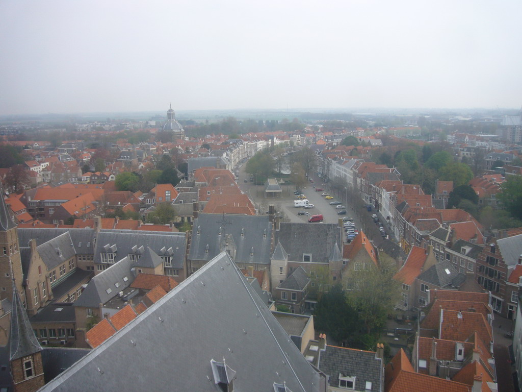 View from the Abbey Tower on the Abbey, the Dam square and the Oostkerk church