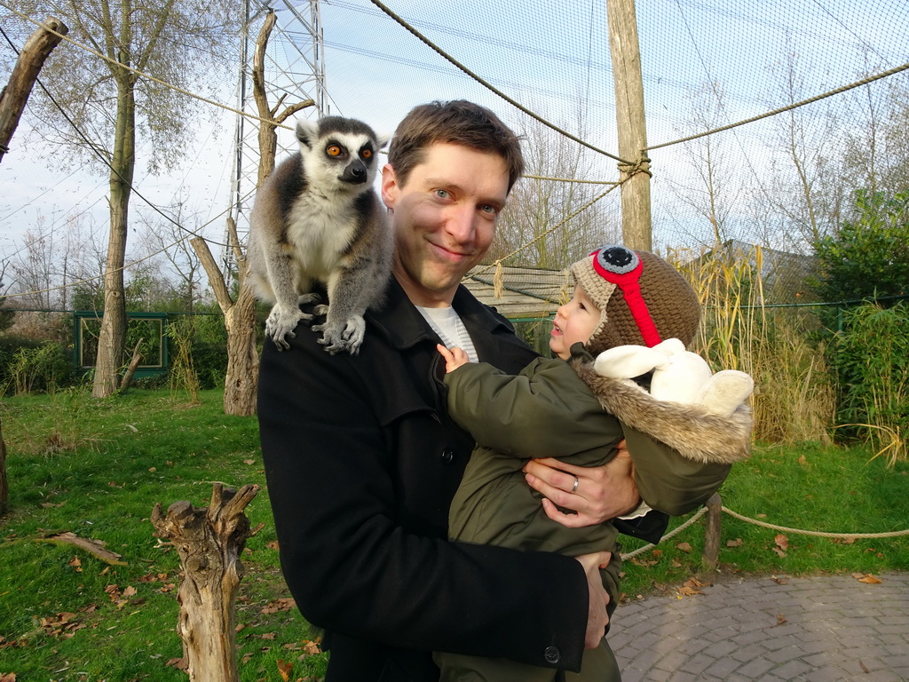 Tim and Max with a Ring-tailed Lemur at the Dierenrijk zoo