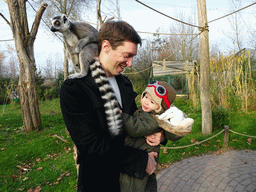 Tim and Max with a Ring-tailed Lemur at the Dierenrijk zoo