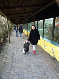 Miaomiao and Max in front of the cage of the Siberian Tigers at the Dierenrijk zoo