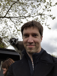 Tim with a Ring-tailed Lemur at the Dierenrijk zoo