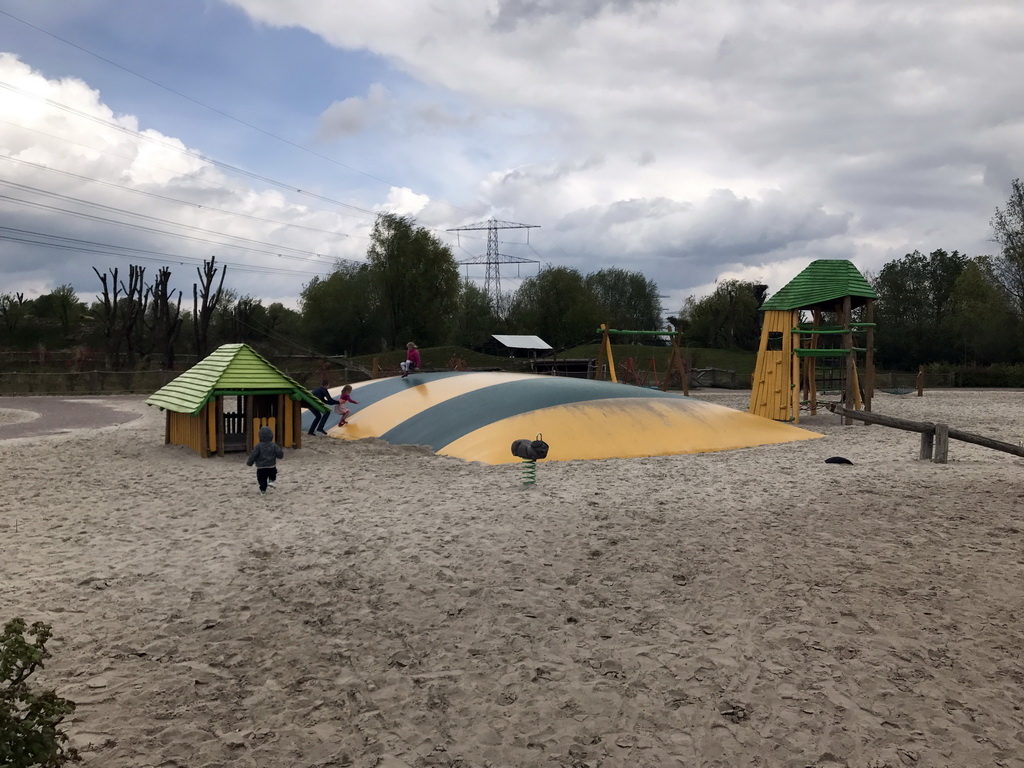 Max at the trampoline at the playground near Restaurant Smulrijk at the Dierenrijk zoo