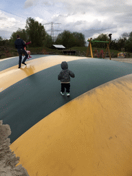 Max at the trampoline at the playground near Restaurant Smulrijk at the Dierenrijk zoo