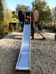 Max on the slide at the playground at the west side of the Dierenrijk zoo