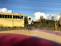 Max at the trampoline at the playground near Restaurant Smulrijk at the Dierenrijk zoo