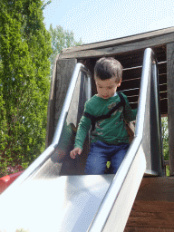Max on the slide at the playground at the west side of the Dierenrijk zoo
