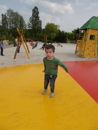 Max at the trampoline at the playground near Restaurant Smulrijk at the Dierenrijk zoo