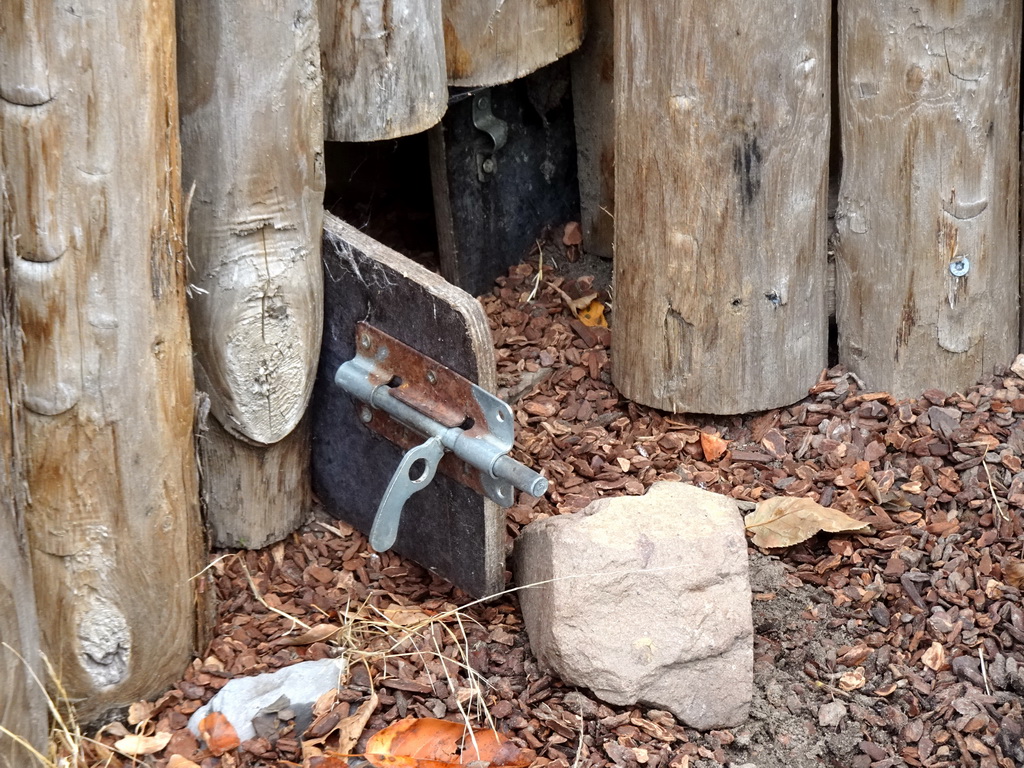 Door at the enclosure of the Hermann`s Tortoises at the Dierenrijk zoo