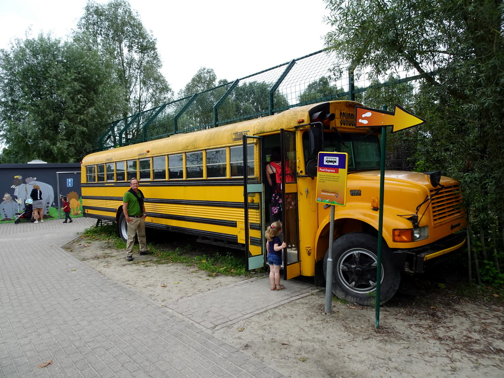 School bus at the Polar Bear enclosure at the Dierenrijk zoo