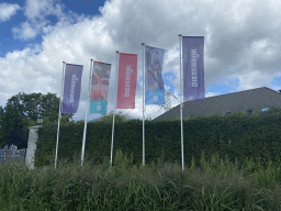 Flags at the entrance to the Dierenrijk zoo at the Heiderschoor street