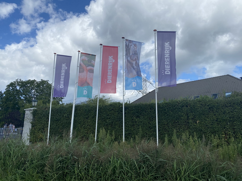 Flags at the entrance to the Dierenrijk zoo at the Heiderschoor street