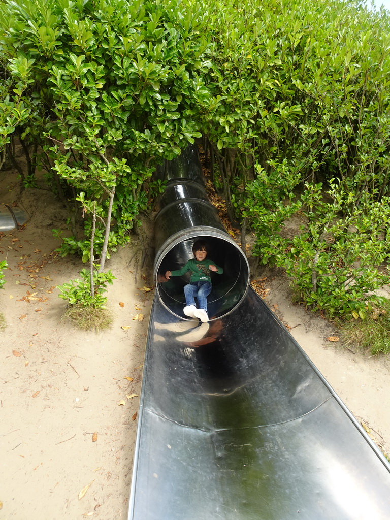 Max on the slide near the Camel enclosure at the Dierenrijk zoo