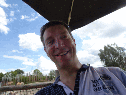 Tim at the terrace near the Indian Rhinoceros enclosure at the Dierenrijk zoo