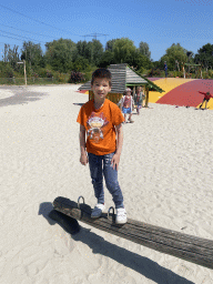 Max on a seesaw at the playground near Restaurant Smulrijk at the Dierenrijk zoo