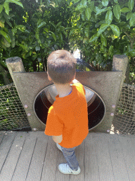 Max on top of the slide near the Camel enclosure at the Dierenrijk zoo